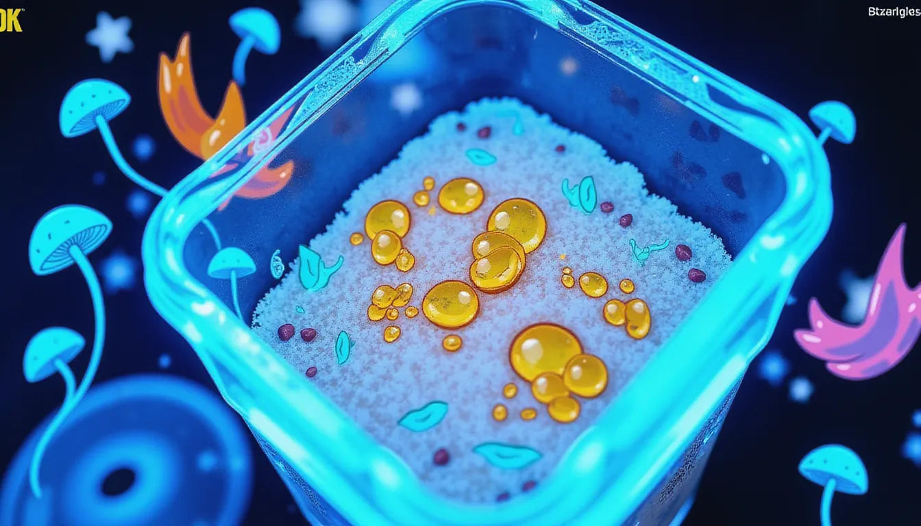 container with mushroom metabolites or pee