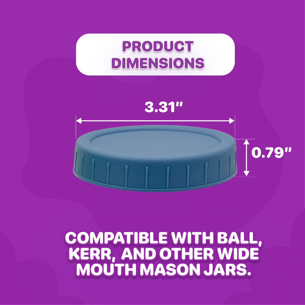 product dimensions - mason jar lids - 3.31" x 0.79"