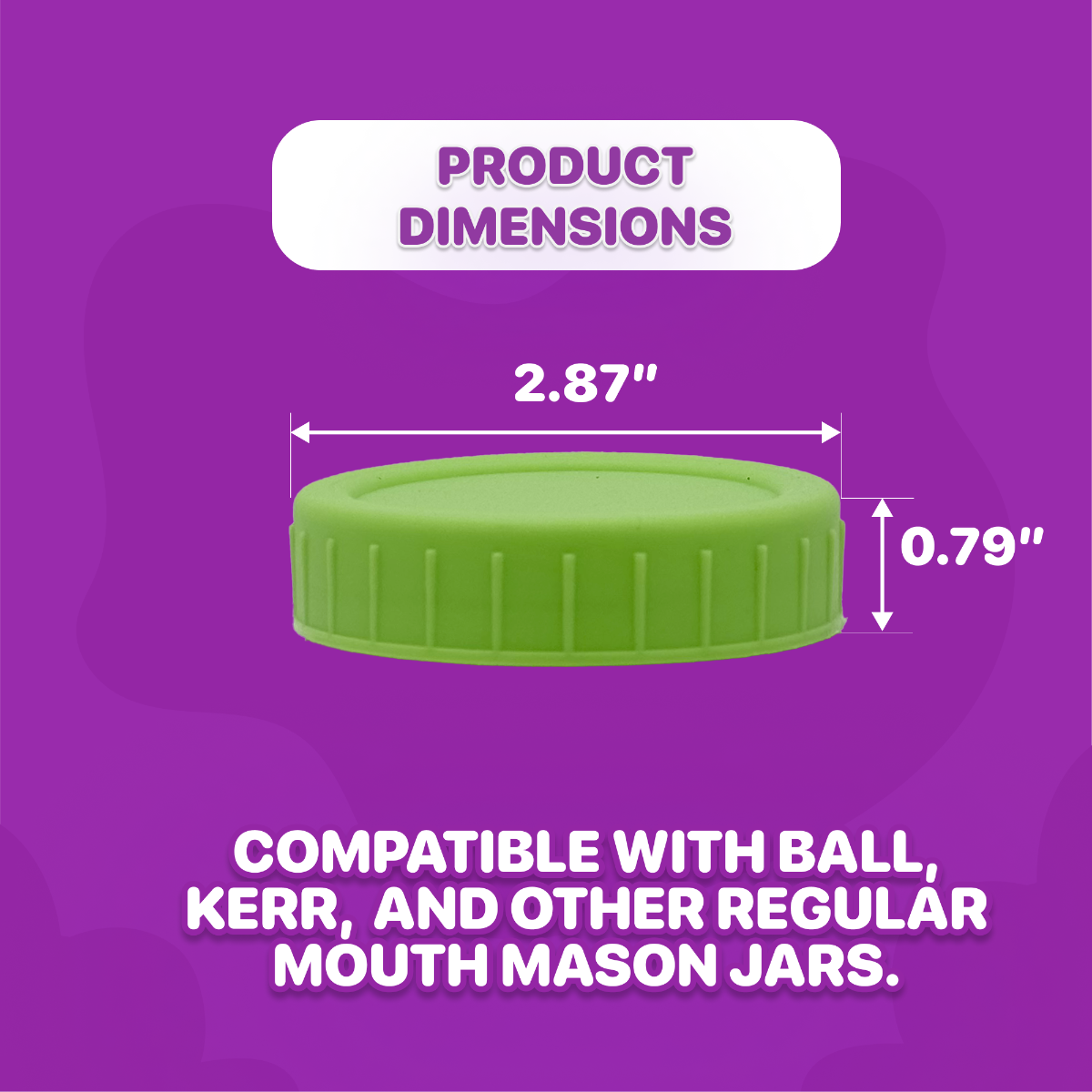 an image of product dimensions for mason jar lids