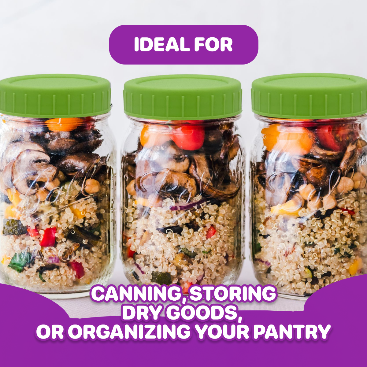 an image of jars using mason jar lids - stored with food