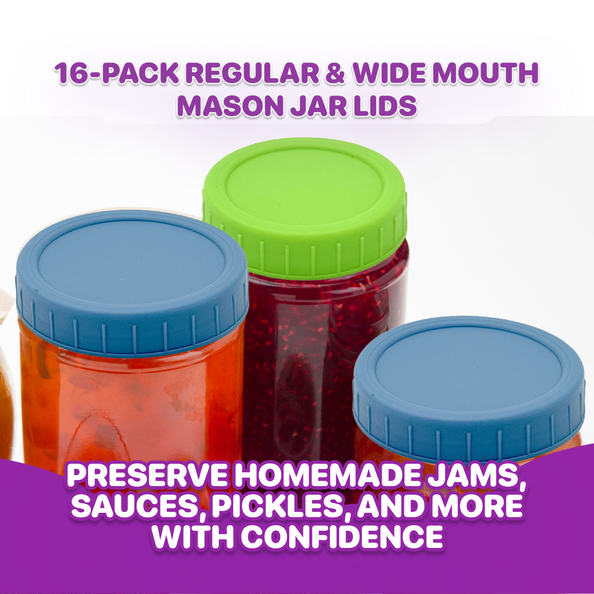16 pack regular and wide mouth mason jar lids