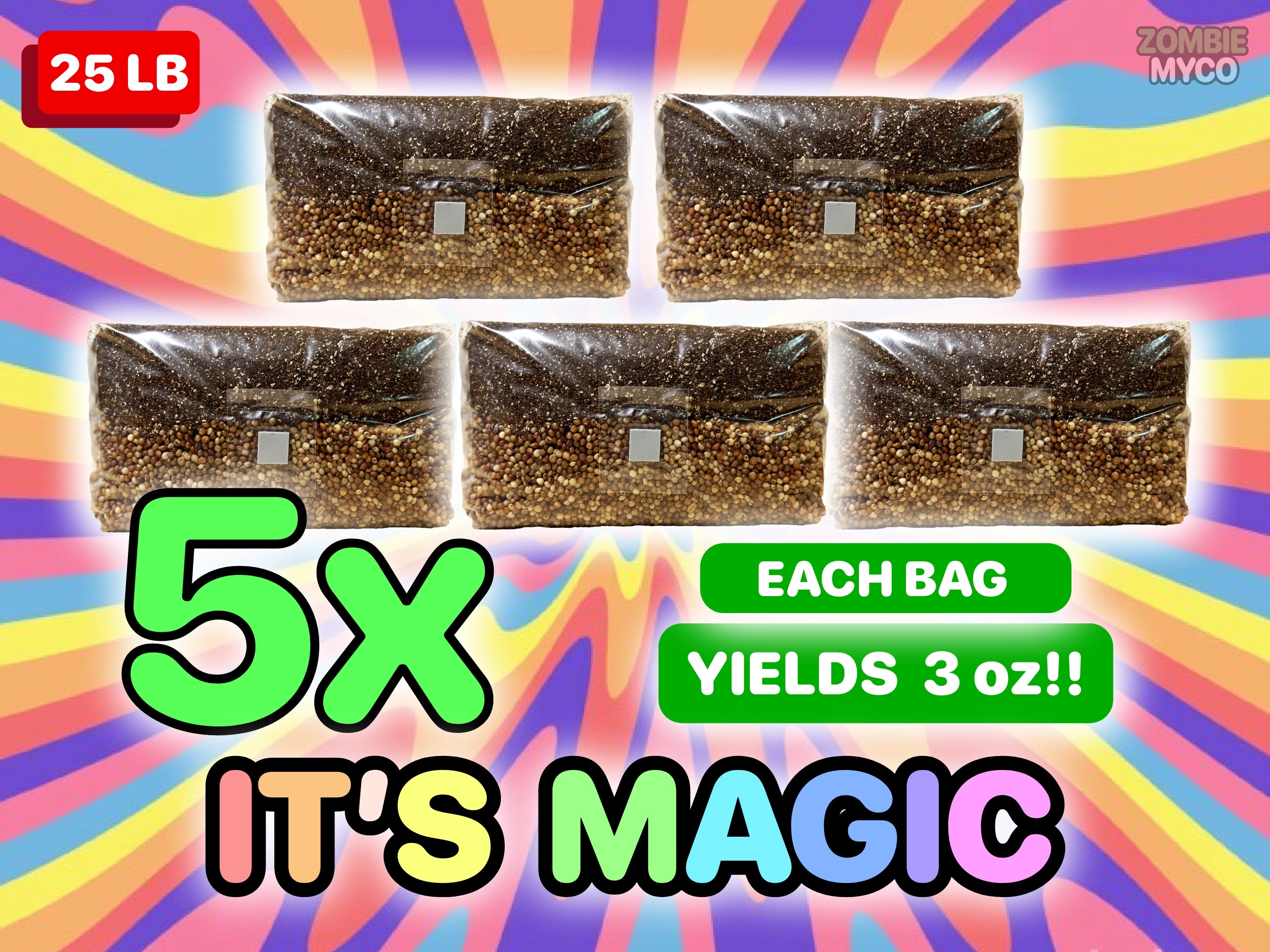 AN IMAGE OF 5X 25LB MUSHROOM GROW BAGS