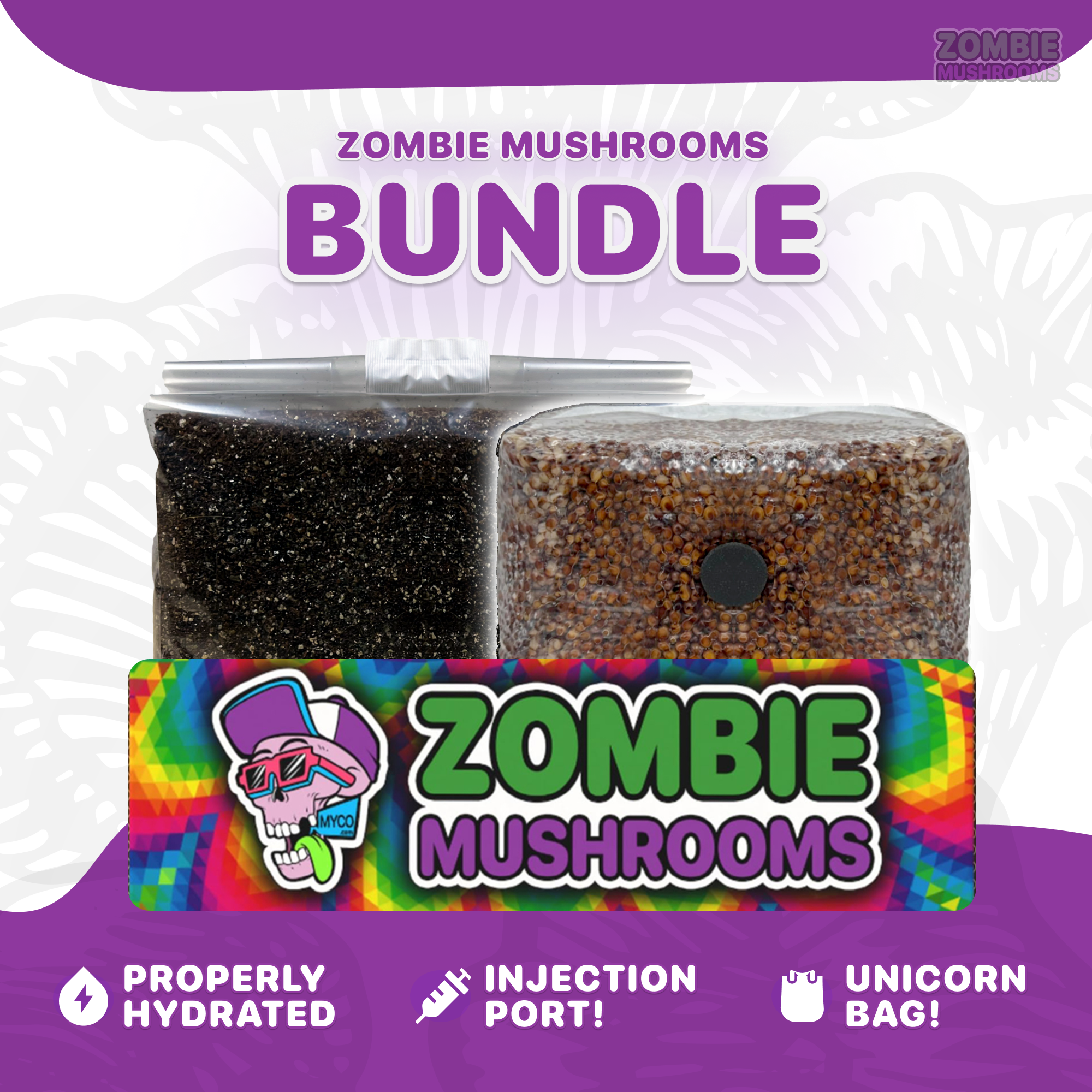 sample bundle of zombie mushroom grow kit