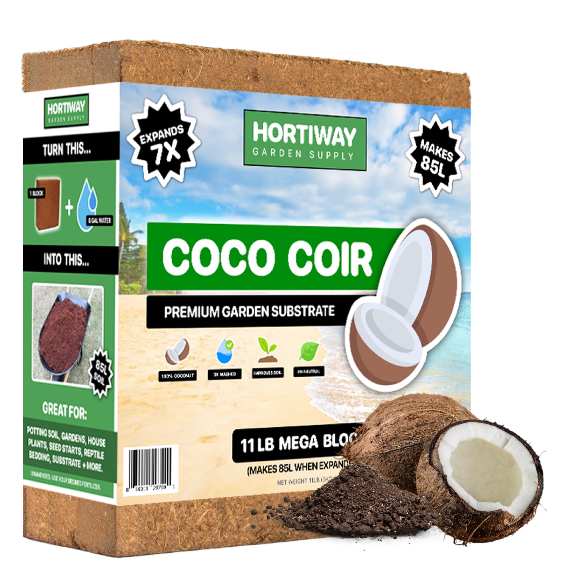 Premium Coco Coir Brick -100% Organic, Low EC & pH Balance