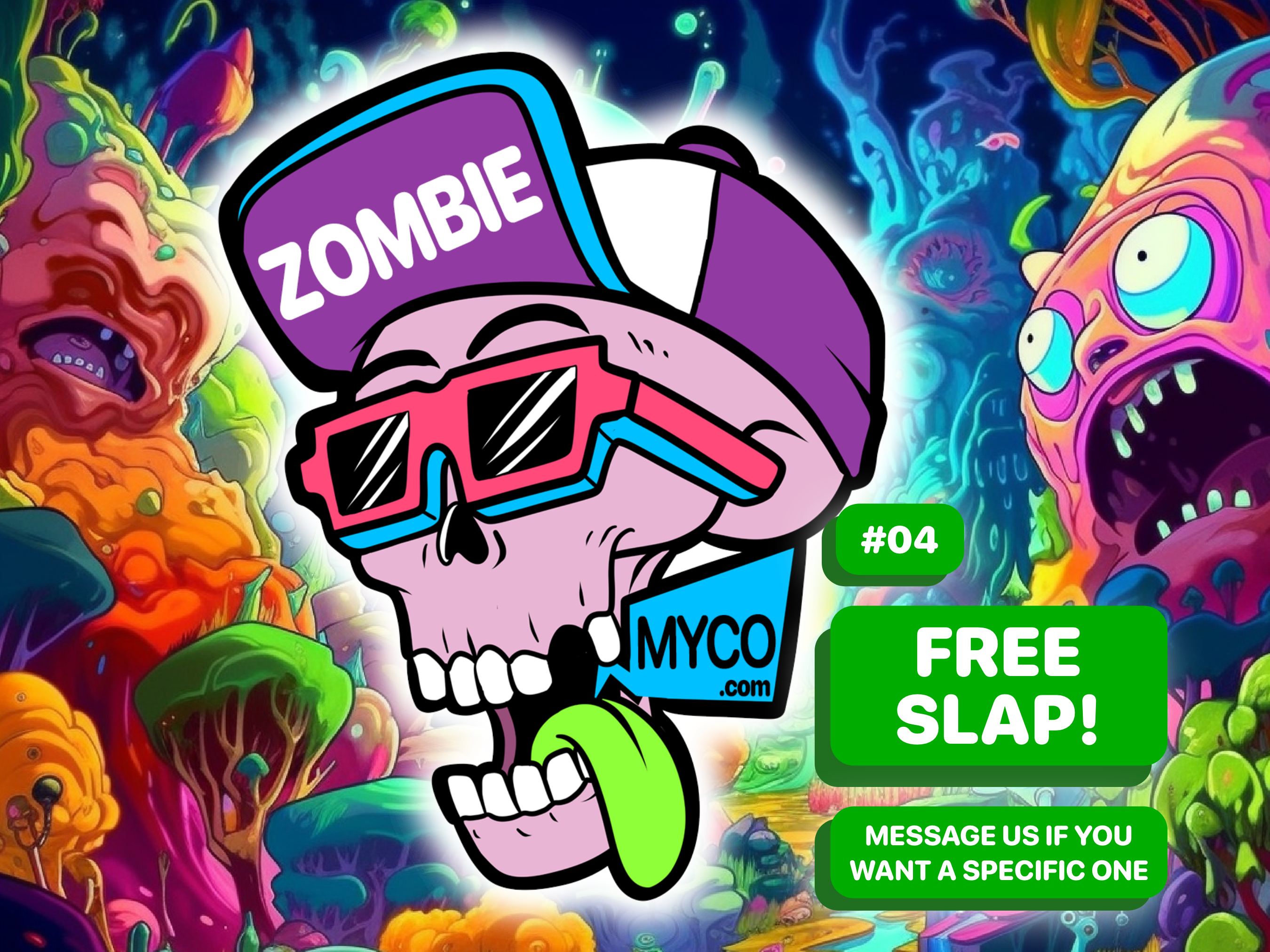 Zombie Head Design - zombiemyco.com - Free Slap!
