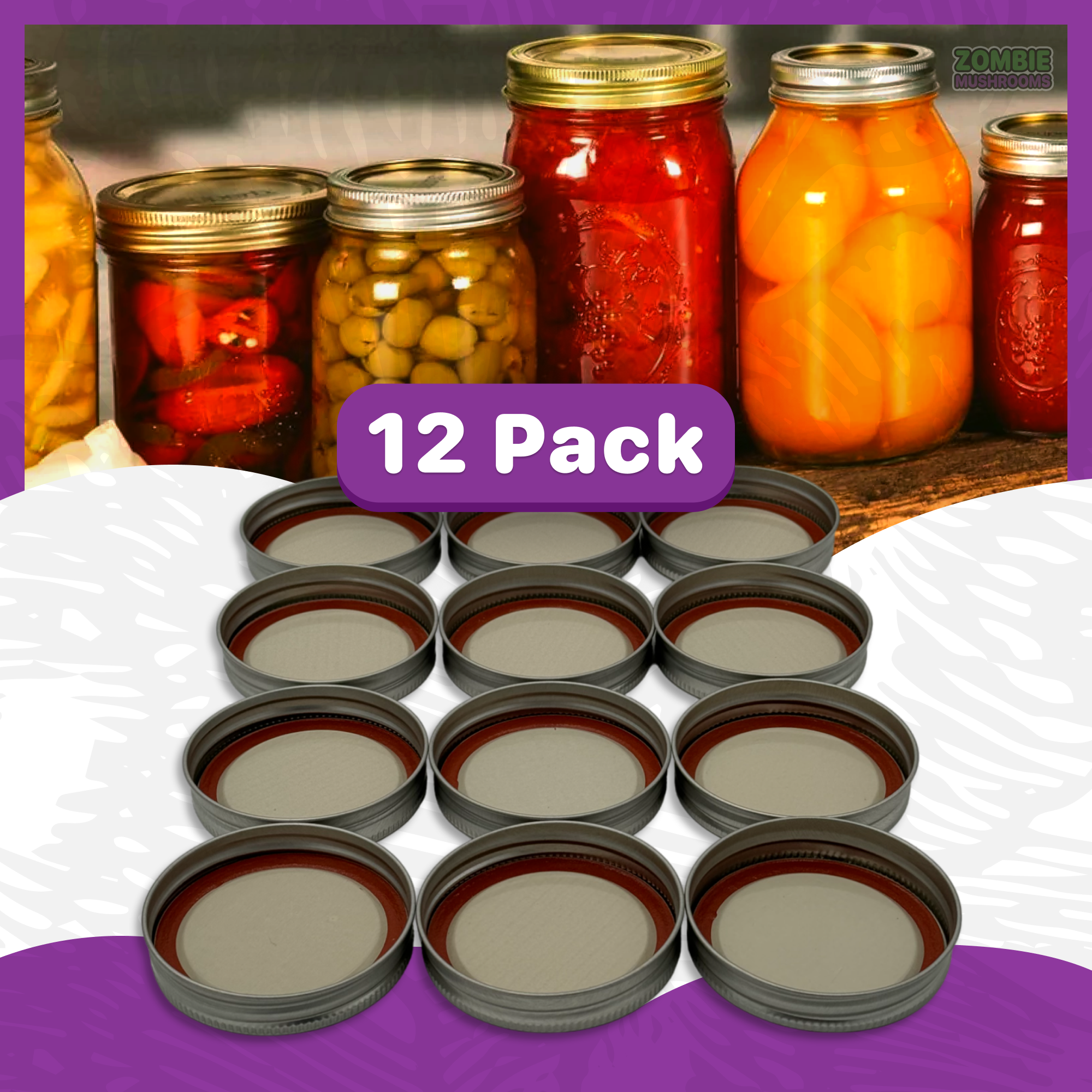 12 packs of Canning Lids with Rings