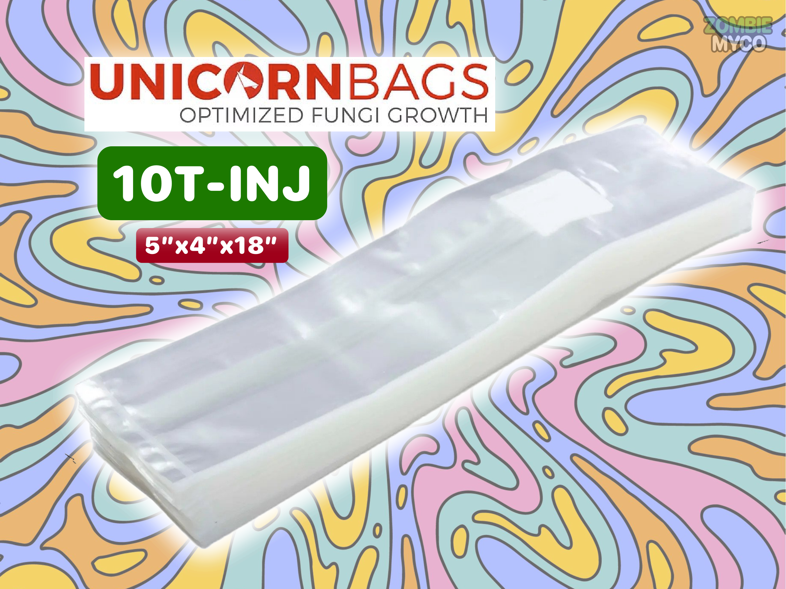 10T-INJ - 5x4x18 - Unicorn Mushroom Grow Bags With Injection Port - Bulk - Wholesale
