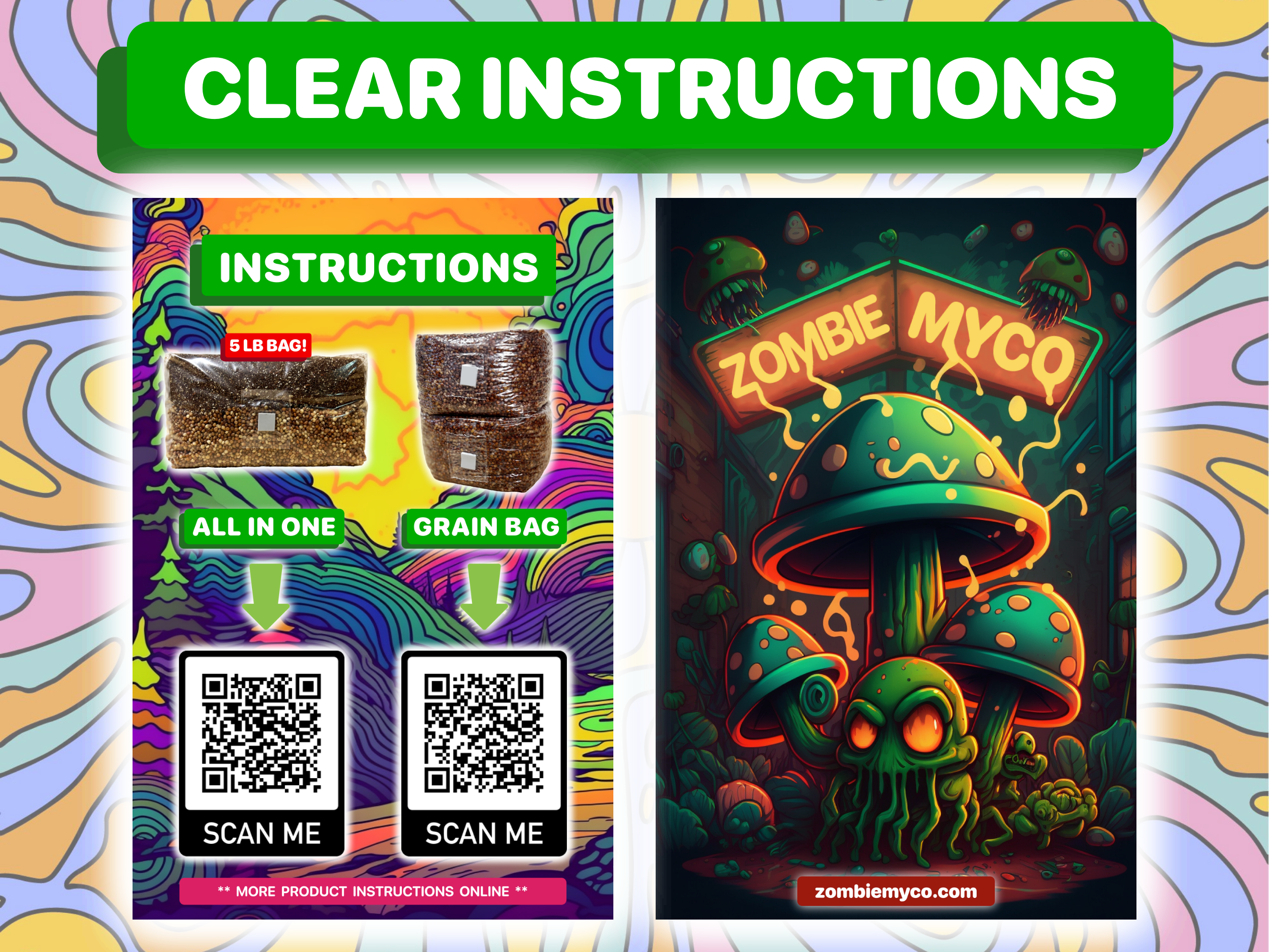 Clear Instructions - 5lb Mushroom Grow Bag - All In One Mushroom Grow Kit Media