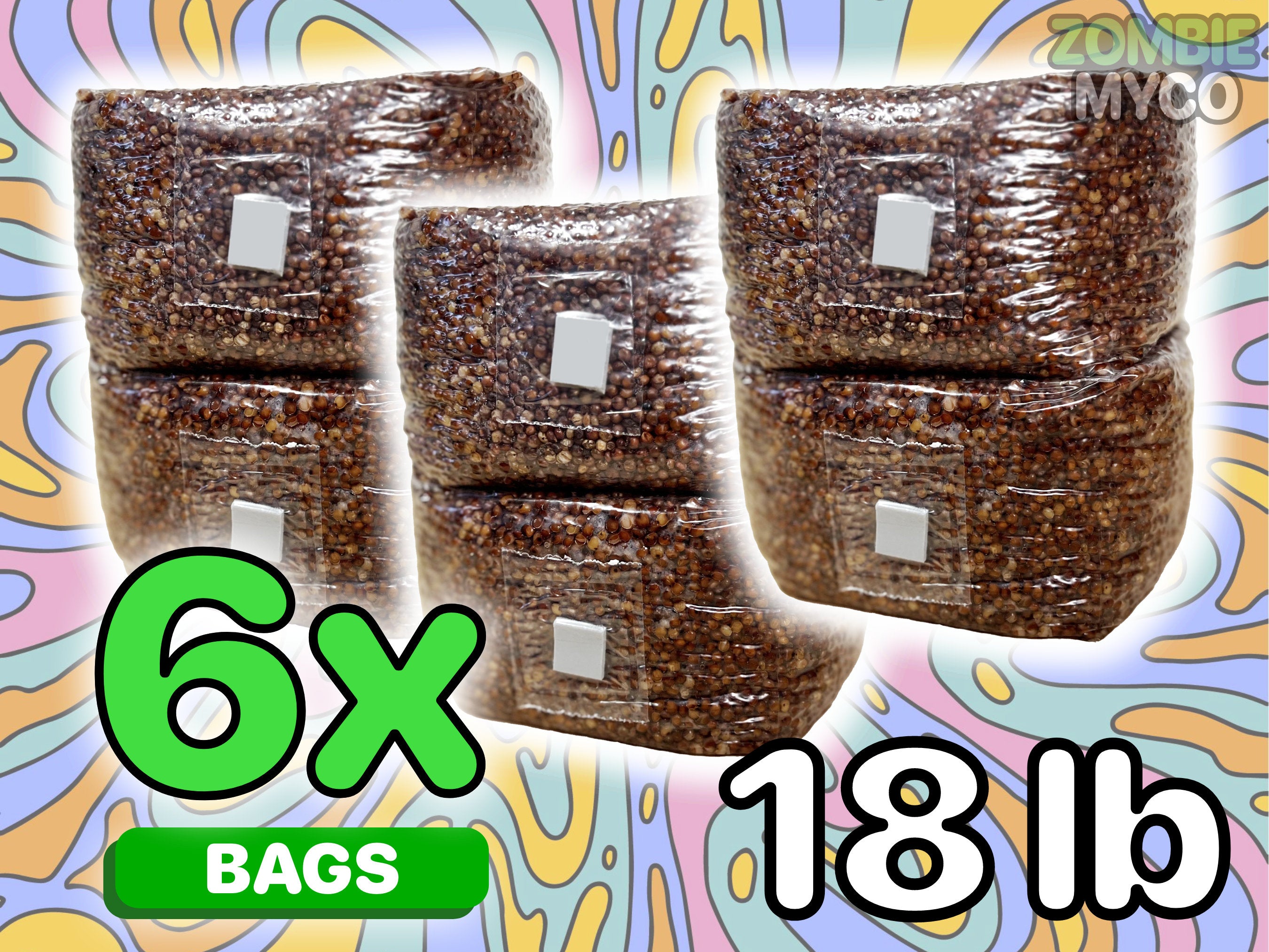 18lb Grain Spawn Mushroom Bags (6x)