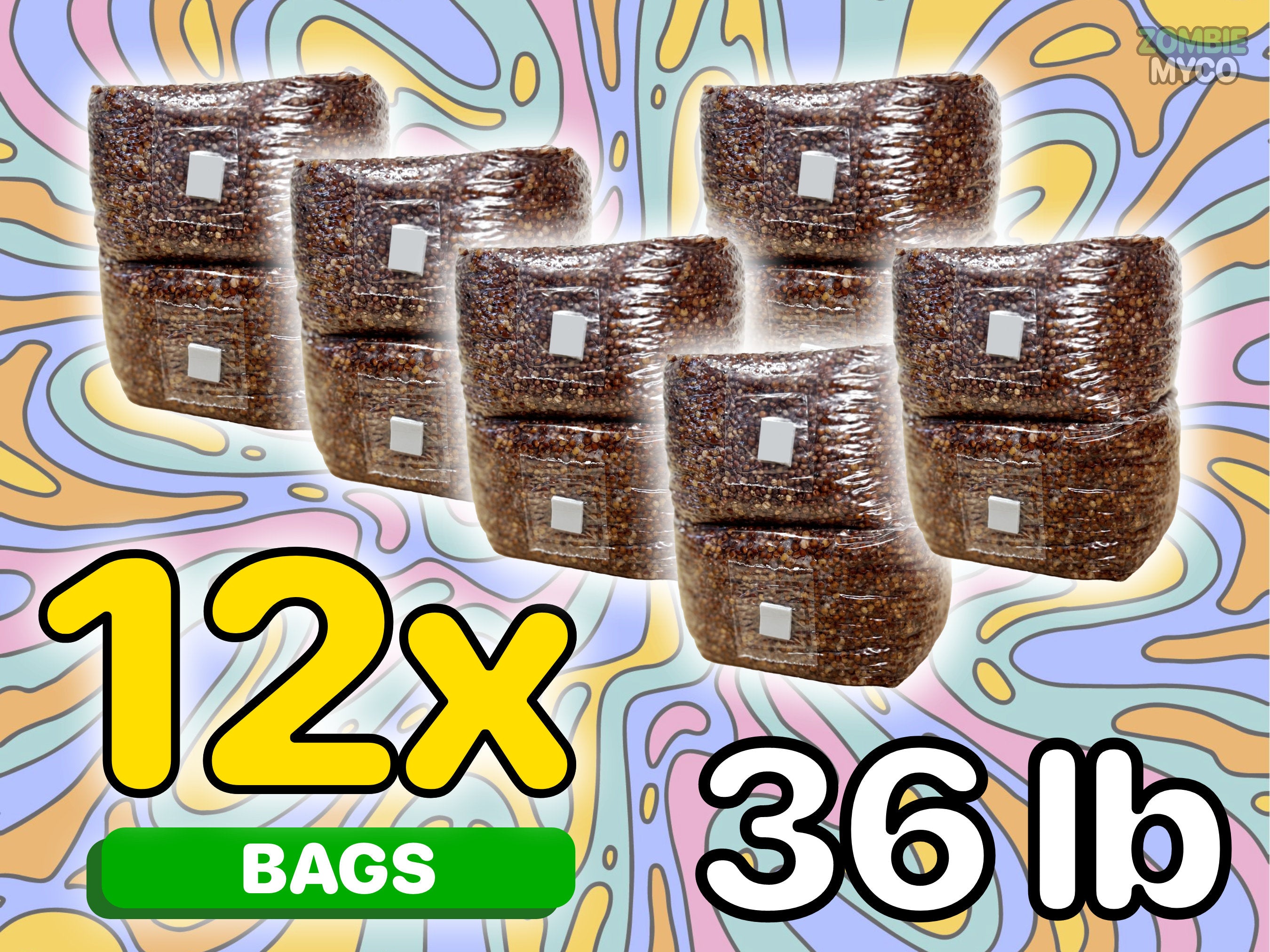 Grain Spawn Mushroom Bags (36lb) - 12x