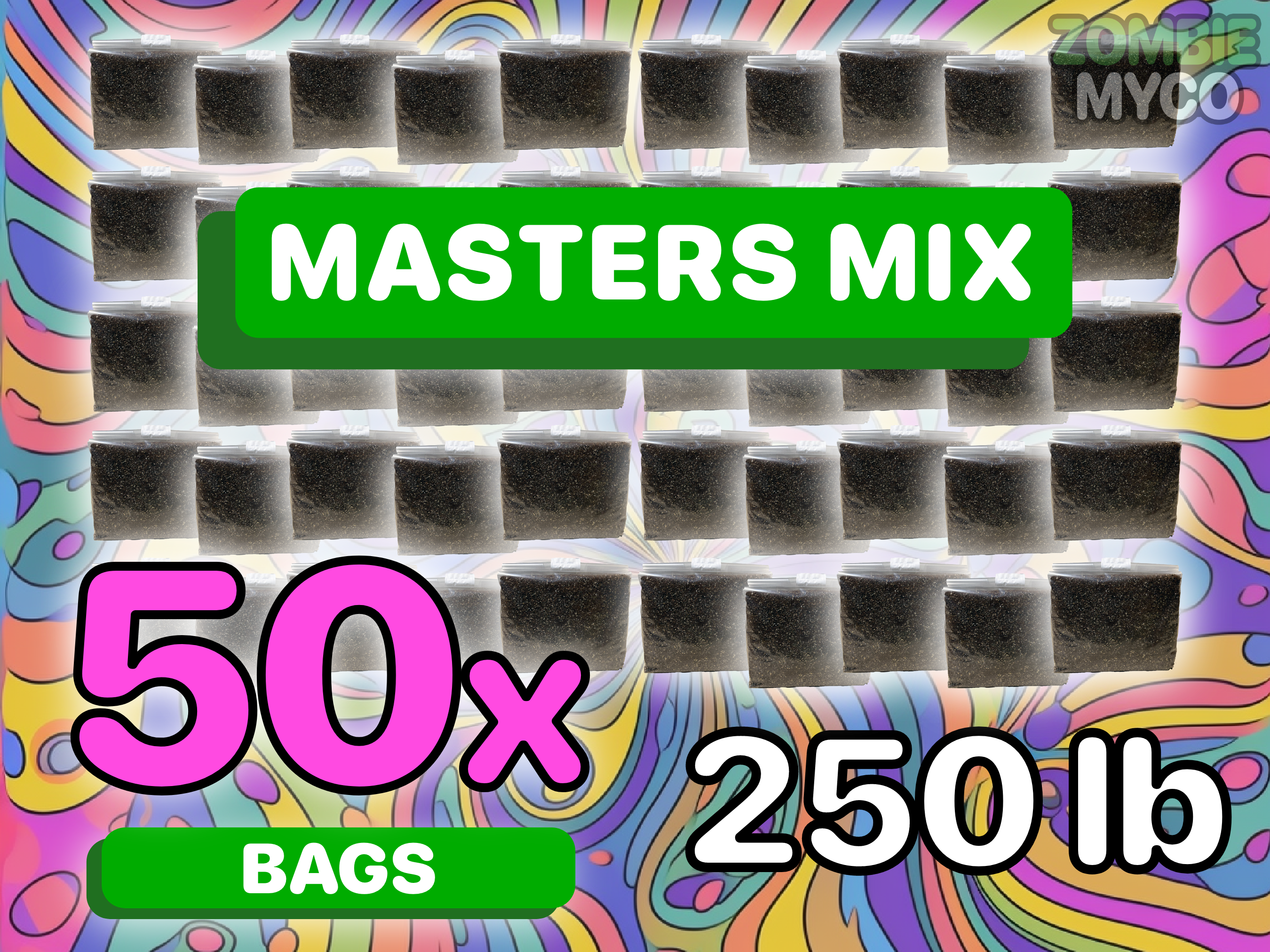50X BAGS OF MASTERS MIX MUSHROOM SUBSTRATE (250LB)